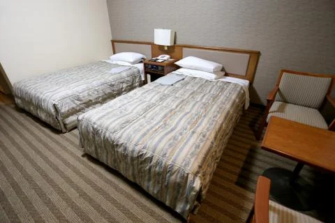 Beds in a hotel. Foto stock