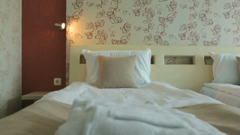 Beds in hotels room Stock Footage 96093176