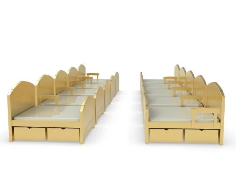 Beds with mattress 3D rendering Stock Illustration