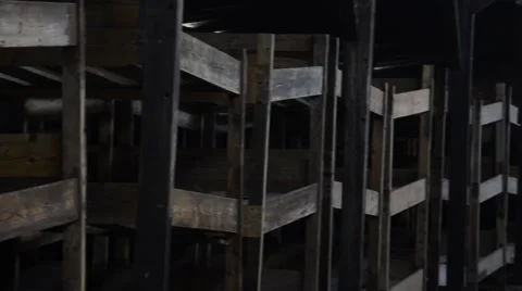 Beds in an old jail Video stock 60960589