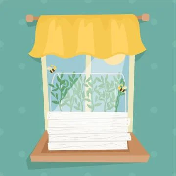 Beds with seedlings for growing vegetables on the window in the apartment. Stock-Illustration