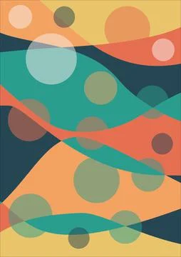Bedsheet design overlapping waves in warm colors red, red, orange, supplemented Stock Illustration