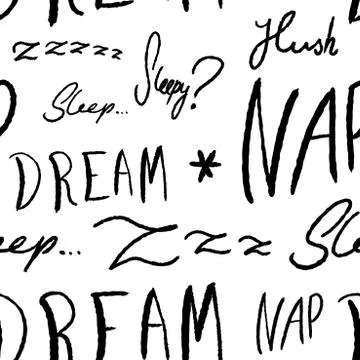 Bedsheets design pattern. Sleepy doodle - sleep time vector texture with hand Illustrazione stock