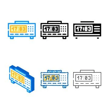 Bedside clock color multistyle icon vector イラスト素材