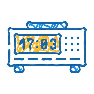 Bedside clock icon doodle illustration Ilustración de archivo