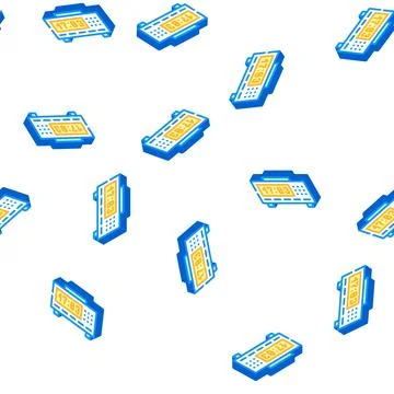 Bedside clock isometric icon seamless pattern イラスト素材