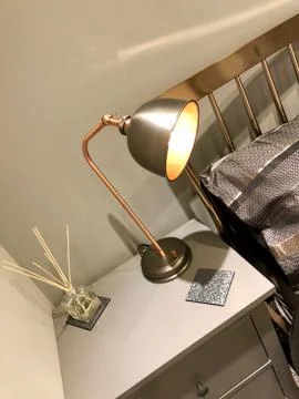 Bedside Lamp Copper &amp; Pewter Stock-Fotos