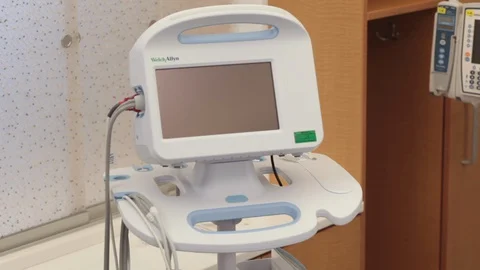 Bedside monitors, tools, and instruments in a hospital Stock Footage 127850288
