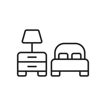 Bedside table and bed set icon vector Illustrazione stock