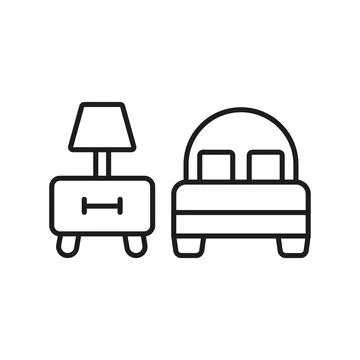 Bedside table and bed set icon vector Stock Illustration