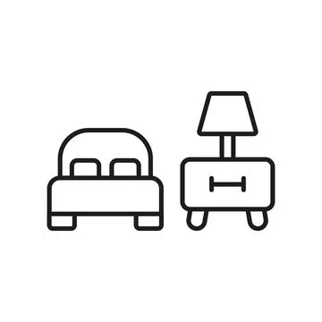 Bedside table and bed set icon vector Illustrazione stock