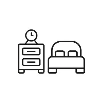 Bedside table and bed set icon vector Illustrazione stock