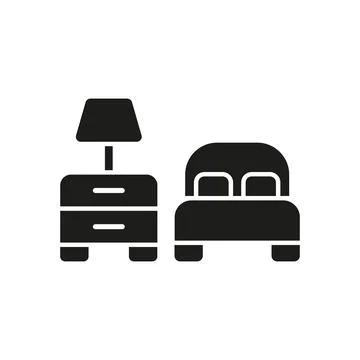 Bedside table and bed set icon vector Illustrazione stock