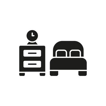 Bedside table and bed set icon vector Illustrazione stock