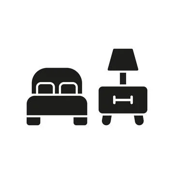 Bedside table and bed set icon vector Illustrazione stock