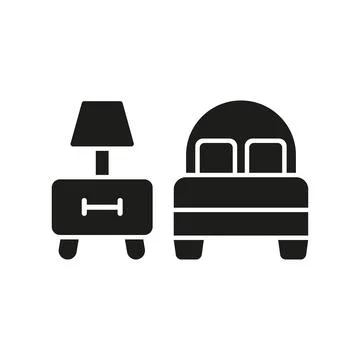 Bedside table and bed set icon vector 스톡 일러스트