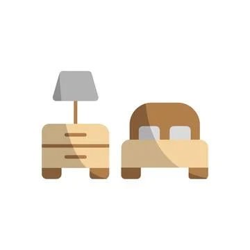 Bedside table and bed set icon vector 스톡 일러스트