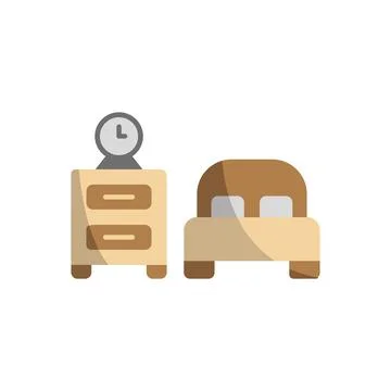 Bedside table and bed set icon vector Illustrazione stock