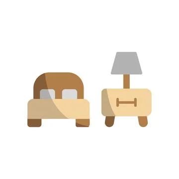 Bedside table and bed set icon vector Illustrazione stock