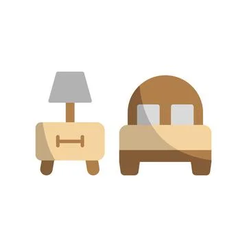 Bedside table and bed set icon vector Illustrazione stock