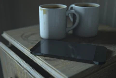 Bedside Table And Cellphone Stock Illustration