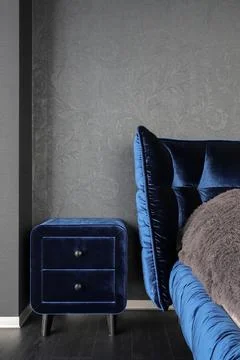 Bedside table in the bedroom interior Foto stock