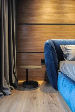 Bedside table in the bedroom Stock Photos