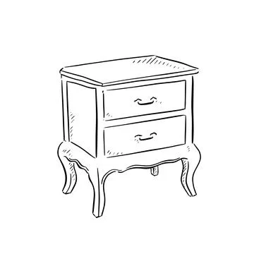 Bedside table drawing Illustrazione stock