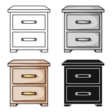 Bedside table icon in cartoon style isolated on white background. Furniture and Stock Illustration