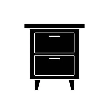 Bedside table icon in flat design. Vector illustration. Stock Illustration