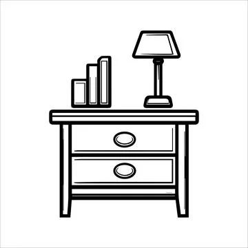 Bedside Table icon or modern line symbol. Vector line art and icon design w.. Stock Illustration