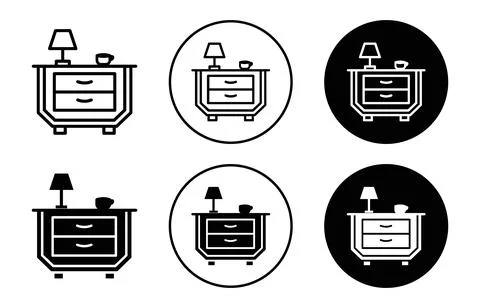 Bedside table icon Outline flat Icon Stock Illustration