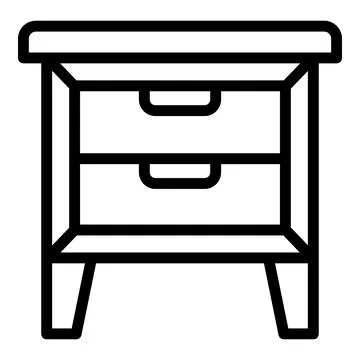 Bedside table icon, outline style Stock Illustration