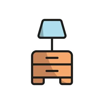 Bedside table icon vector basic design simple and modern Illustrazione stock