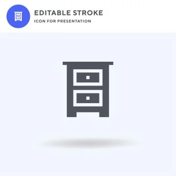 Bedside Table icon vector, filled flat sign, solid pictogram isolated on white Stock Illustration