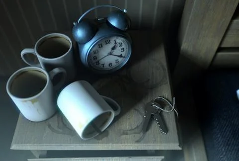 Bedside Table Insomnia Scene Stock Illustration