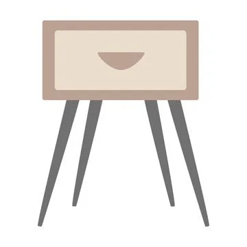 Bedside table, interior design element for living room or cabinet, flat vector Stock Illustration