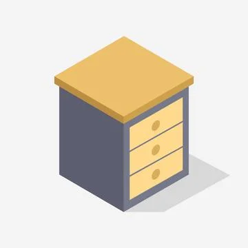 Bedside table isometric on background Stock Illustration