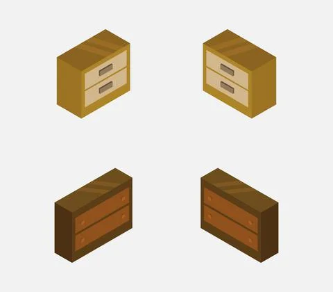 Bedside table isometric icon illustrated in vector on white background イラスト素材