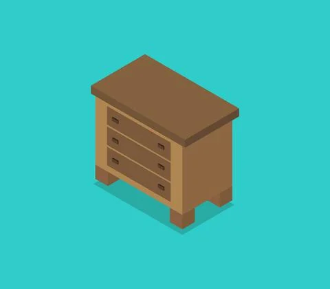 Bedside table isometric icon illustrated in vector on white background イラスト素材