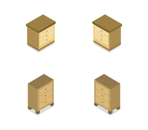 Bedside table isometric icon illustrated in vector on white background イラスト素材