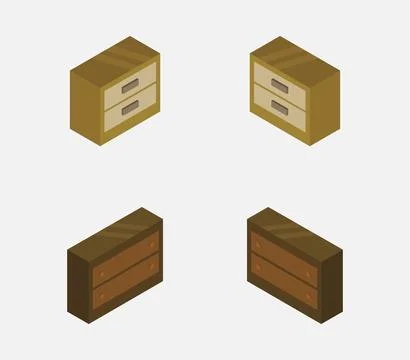 Bedside table isometric icon illustrated in vector on white background Stock Illustration