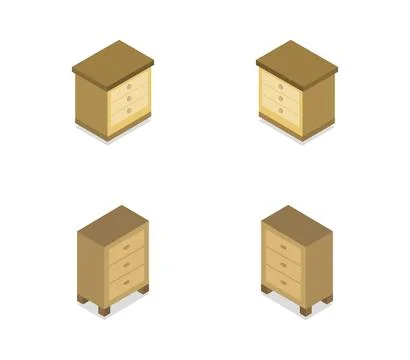 Bedside table isometric icon illustrated in vector on white background イラスト素材