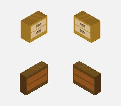 Bedside table isometric icon illustrated in vector on white background イラスト素材