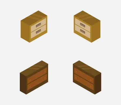 Bedside table isometric icon illustrated in vector on white background Bed... Stock Photos