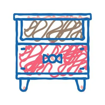 Bedside table kid bedroom icon doodle illustration 스톡 일러스트