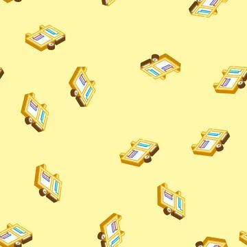 Bedside table kid bedroom isometric icon seamless pattern Stock Illustration