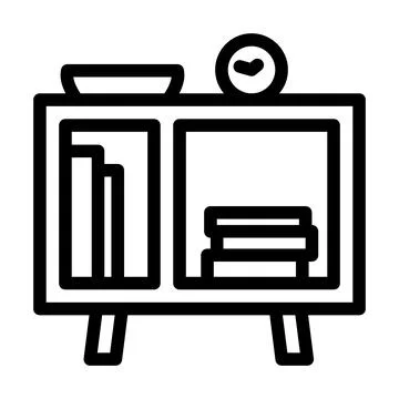 Bedside table kid bedroom line icon vector illustration 스톡 일러스트
