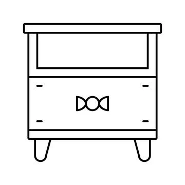 Bedside table kid bedroom line icon vector illustration Stock Illustration