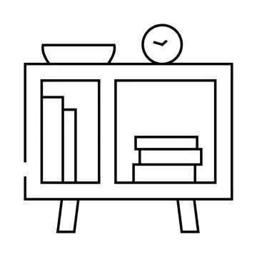 Bedside table kid bedroom line icon vector illustration Stock Illustration